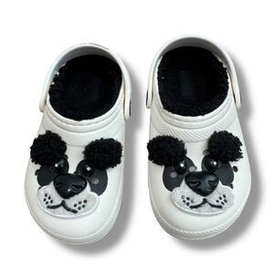 Crocs Kids Panda Fuzzy Lined Clogs 10C Cozy Core Cute Slip On Unisex